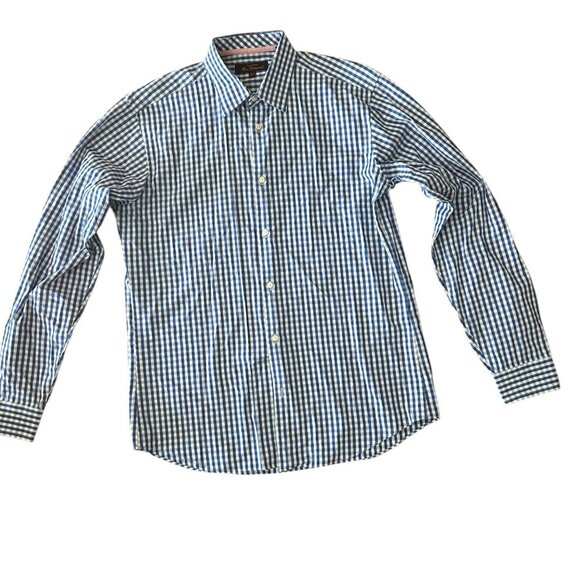Ben Sherman Signature Long Sleeve Blue Gingham Shirt Size Medium - Picture 2 of 10